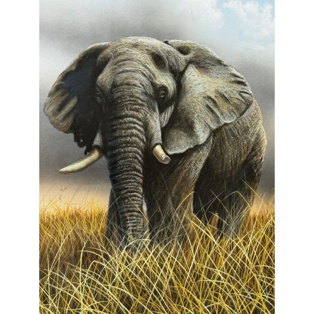 Peter Jepson (British, b.1936) African Bull Elephant at Letaba, Kruger National Park | Original Wildlife Painting c.1999...