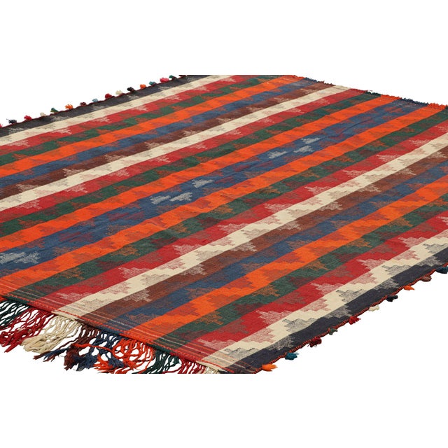 Rug & Kilim Vintage Turkish Kilim With Polychromatic Chevrons & Stripes, From Rug & Kilim For Sale - Image 4 of 7