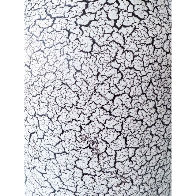 Vintage Jasba Cortina Black and White Crackle Ceramic Table Lamp, New Black Linen Lampshade For Sale - Image 16 of 17