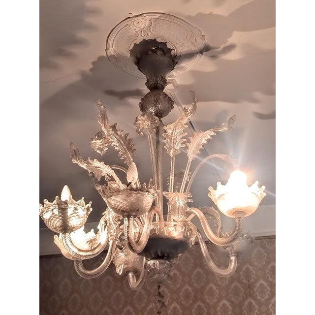 Rare and authentic classic murano chandelier (venice) 1930s italy * it is found in an old house still hanging and needs to...