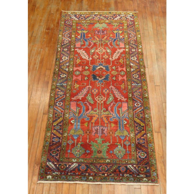 Early 20th Century Antique Heriz Runner - 3'7" x 7'7" For Sale In New York - Image 6 of 9