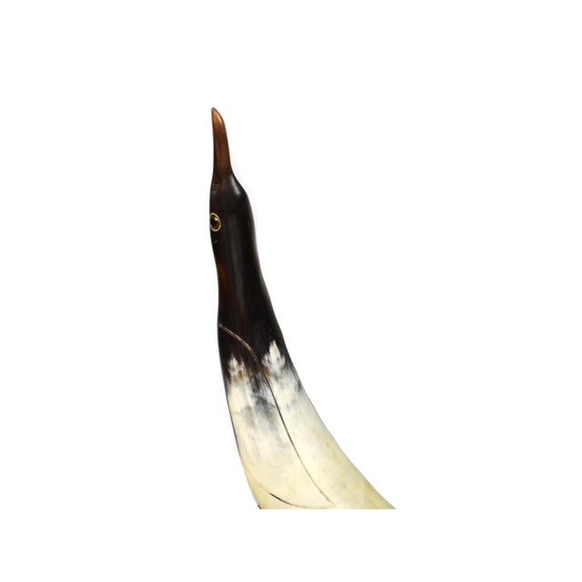Plastic Mid-Century Modern Art Deco Horn Bird Carved Ram Horn Sculpture For Sale - Image 7 of 11