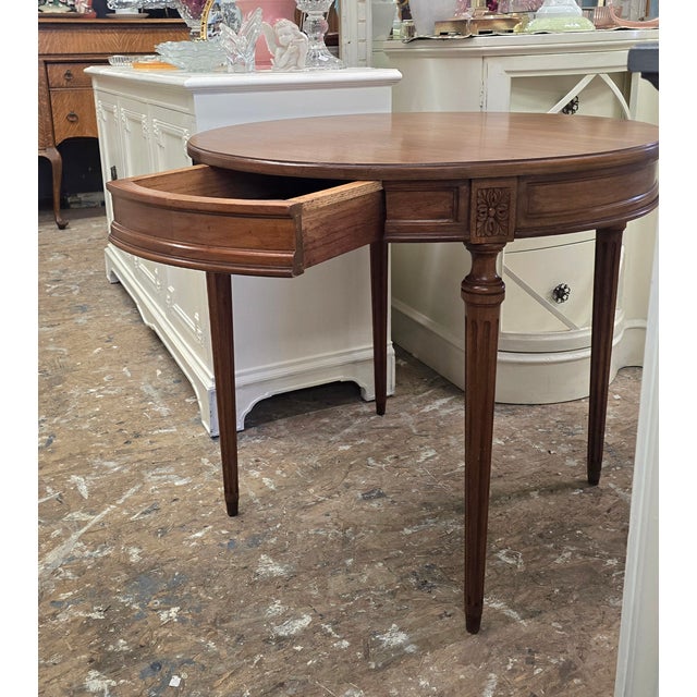 Vintage Round Side Table Tapered Legs For Sale - Image 4 of 11