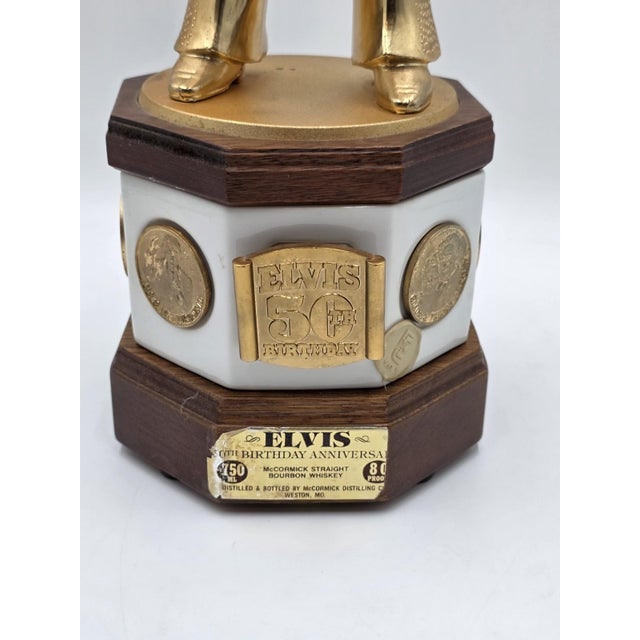 1970s Rare Empty New McCormick Elvis Presley 50th Birthday XL 18" Decanter Music Box For Sale - Image 14 of 18