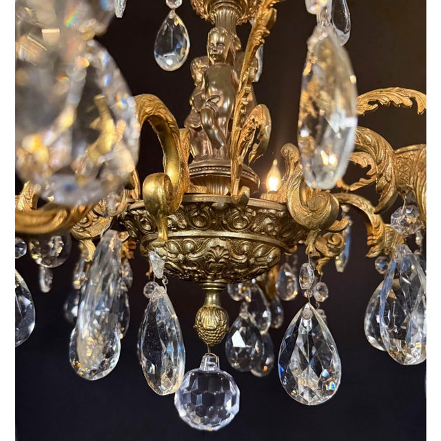 Vintage Spanish Brass Chandelier Featuring Cherubs For Sale - Image 4 of 9