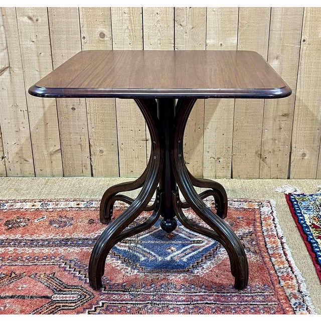 Wood Mahogany and Beech Bistro Table, 1950s For Sale - Image 7 of 7
