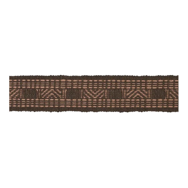 SAMPLE - Schumacher Nael Linen Cotton Tape In Cedar Brown For Sale