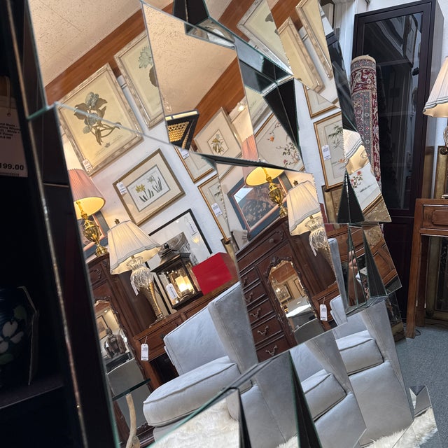 Late 20th Century Machine Age Modern Faceted Slopes Wall Mirror, Style of Neal Small For Sale - Image 5 of 12