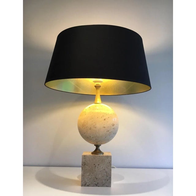 Tall Philippe Barbier Travertine Lamp, circa 1960 For Sale - Image 11 of 13