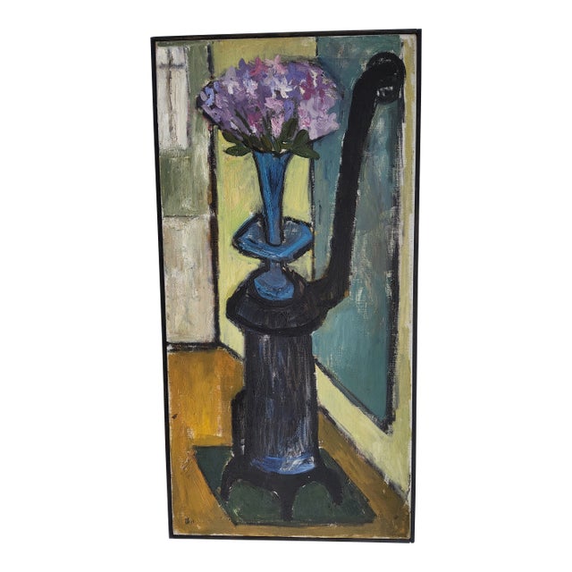 Mid Century Scandinavian Interior Still Life Painting by Swedish Artist Ulla Borgstrom 1951 For Sale