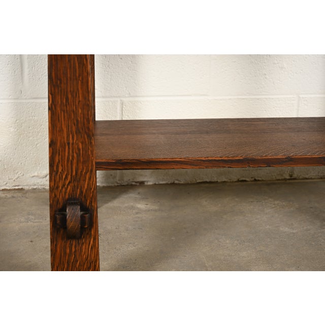 Stickley Brothers Style Antique Mission Oak Arts & Crafts Drop Front Secretary Desk, Circa 1910 For Sale - Image 12 of 18
