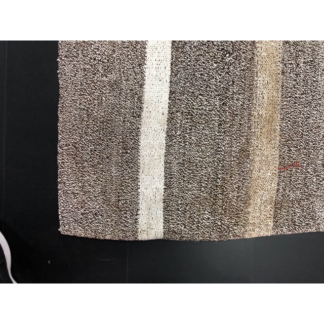 Textile Vintage Turkish Oushak Handmade Striped Area Kilim Rug - 5'6" x 7'2" For Sale - Image 7 of 11