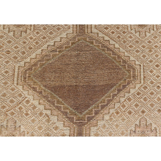Tribal Vintage Turkish Kars Gallery Runner in Warm Taupe, Sand, and Soft Brown For Sale - Image 3 of 14