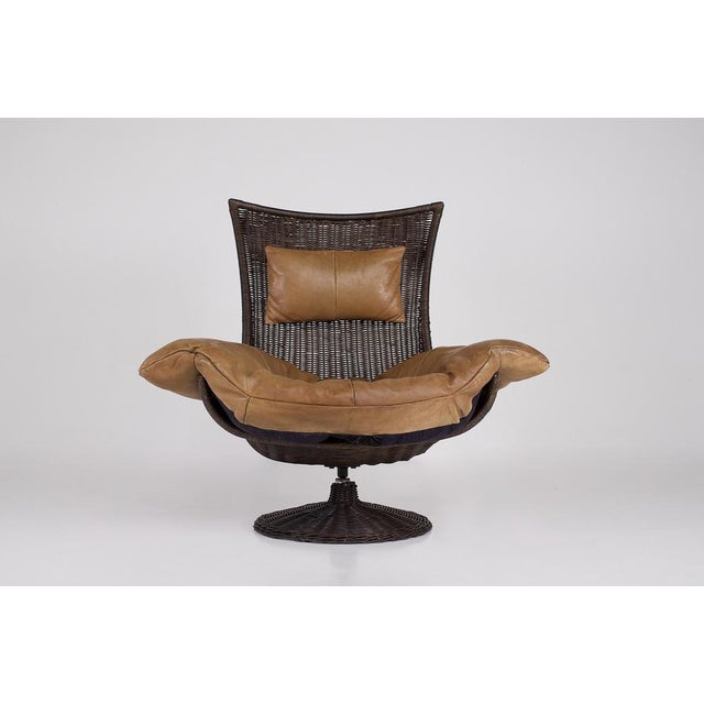 Swivel Armchair in Rattan and Leather from Gerard Van Den Berg, 1970s For Sale - Image 16 of 16