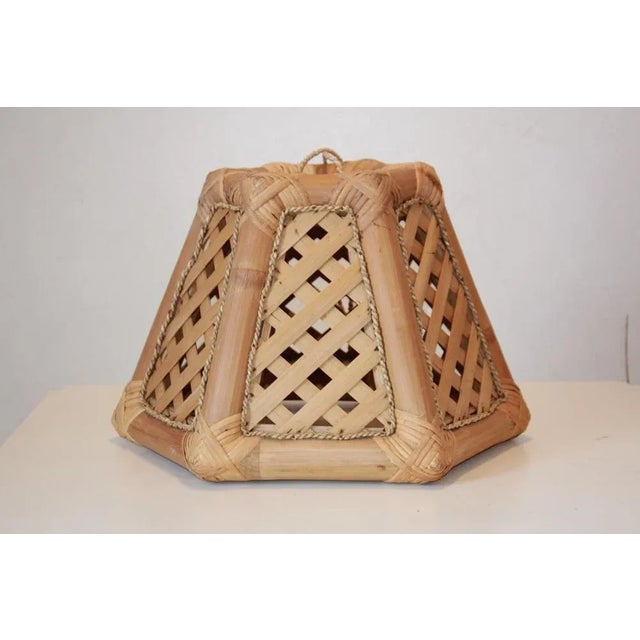 Rattan and Bamboo Chandelier, 1970s For Sale - Image 11 of 11