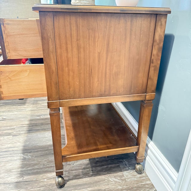 Brass Vintage Kindel Grand Rapids Solid Wood Console / Entry Table For Sale - Image 8 of 8
