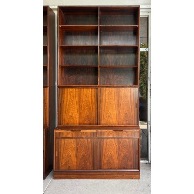 Mid 20th Century Mid 20th Century Carlo Jensen Poul Hundevad Danish Rosewood Bookcases, Pair For Sale - Image 5 of 15