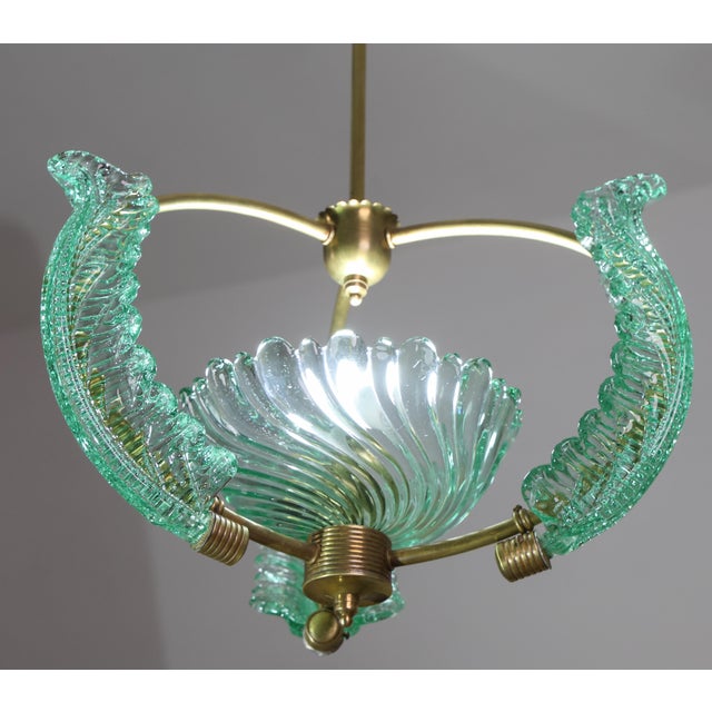 1950s 1950s Extra Rare Green Acquamarine Art Deco Barovier E Toso Chandelier For Sale - Image 5 of 16