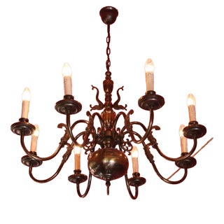 Dutch 8-Armed Chandelier with Fish Motifs For Sale