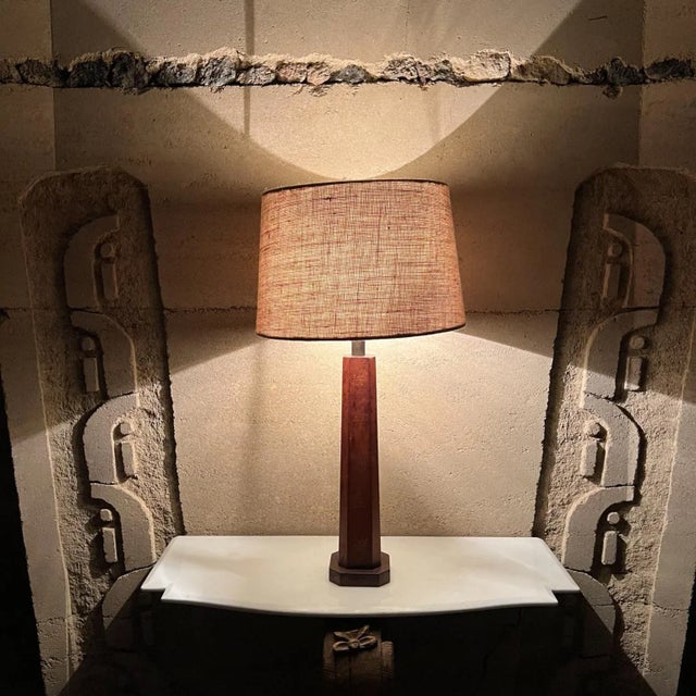 Arturo Pani Leather Wrapped Table Lamp, Gold, Mexico, 1950s For Sale - Image 12 of 17