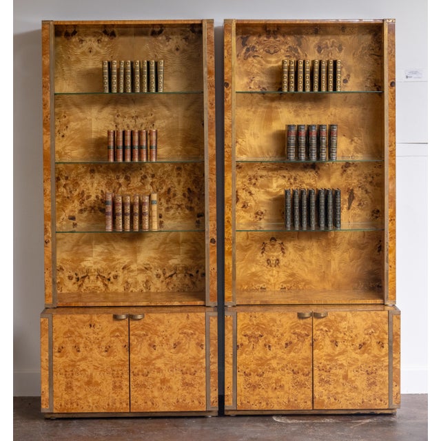 Mid 20th Century Italian Bookcase or Display Cabinet of Burr Sycamore - Two Available For Sale - Image 5 of 18