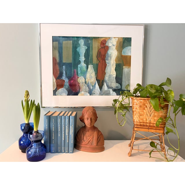 Vintage 70's Mid-Century Modern Abstract Framed Vibrant Watercolor - Signed And Titled Amazing Estate Find Original...