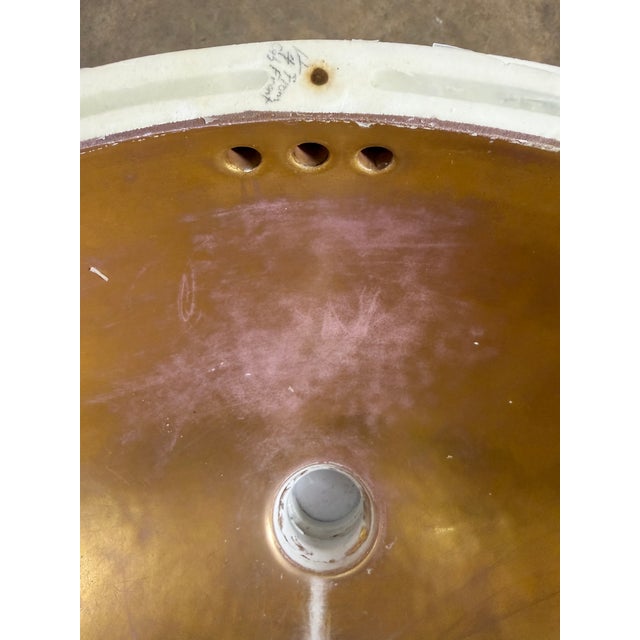 Vintage Sherle Wagner Italian Porcelain Undermount Sink With Gold Interior For Sale In Oklahoma City - Image 6 of 17