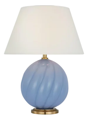 Julie Neill by Visual Comfort Signature Talia Small 13" Cordless Accent Lamp in Blue with Linen Shade