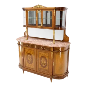 Louis XVI Style Commode Bronze Ormolu-Mounted Vitrine Buffet Sideboard Inlay
