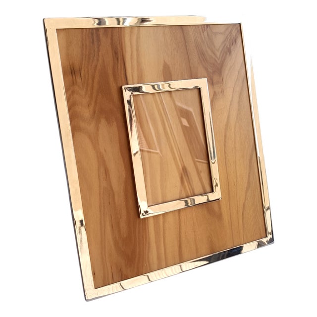 Wood and Chrome Metal Photo Frame, 1970s For Sale