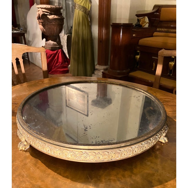 19th Century Italian Empire Mercury-Gilded Bronze Mirrored Plateau Centerpiece For Sale - Image 13 of 15