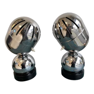 1970s Space Age Metal Chrome Lamps by Reggiani, Italy - a Pair EU Wired