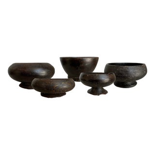 Set of Five 19th Century Tibetan Buddhist Alms Bowls For Sale