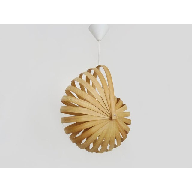 Nautilus Pendant Light in Wooden Slats, 2000s For Sale - Image 3 of 11