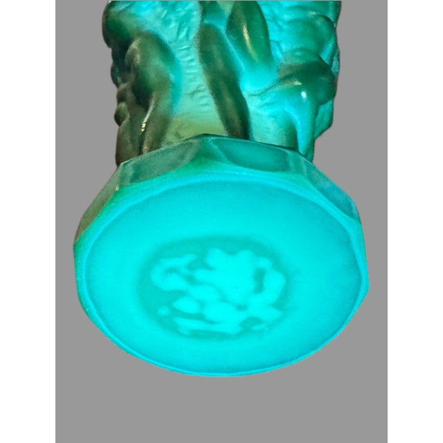 Mid 20th Century Vintage Antique Art Deco Nouveau Figural Malachite Czech Art Glass Vase For Sale - Image 5 of 6