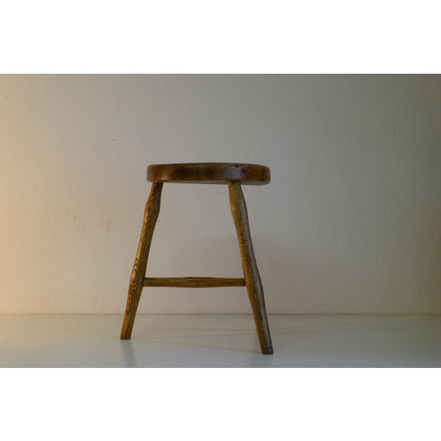 Industrial Antique Workshop Stool in Ash and Maple For Sale - Image 3 of 18