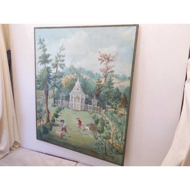 Painting in the style of Zuber wallpaper, commissioned by designer John Rosselli, 62.25"H x 52"W.