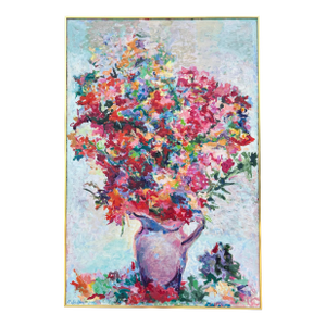 Vintage 1970’s Large Impressionist Floral Oil Painting, Framed