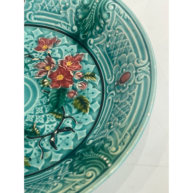 Aqua Majolica Footed Bowl by Villeroy & Boch, Jugendstil / Art Nouveau c.1900 For Sale - Image 8 of 10