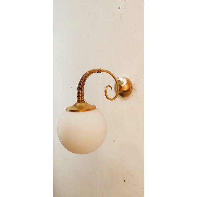 Gold Brass Wall Light with Glass Sphere For Sale - Image 8 of 18