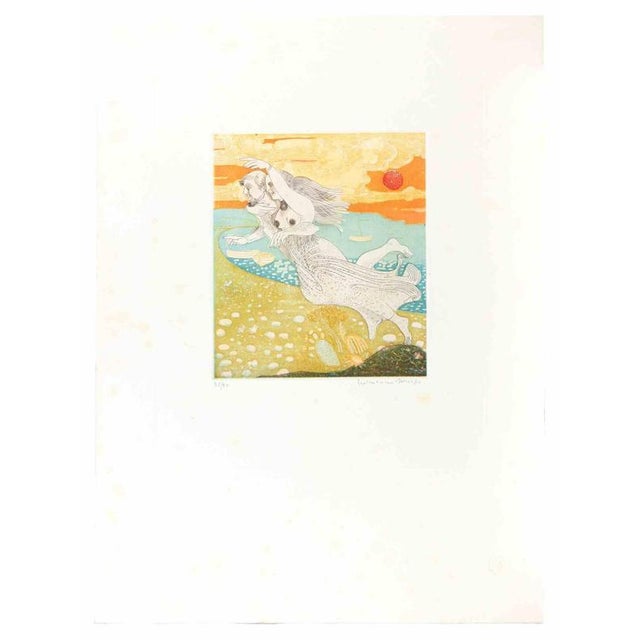 Etching and aquatint on paper realized by Normanno Soscia. Hand signed and numbered in pencil. Edition of 30 in roman...