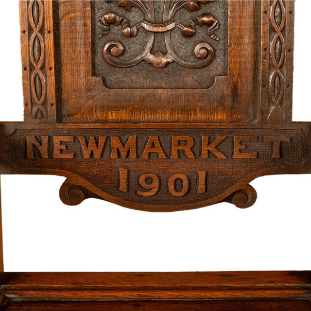 Antique Welsh Carved Oak Eisteddfod Bardic Chair Newmarket Trelawnyd Wales 1901 For Sale - Image 16 of 17