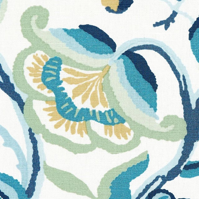 Schumacher Schumacher Alexandra Vine Linen Fabric in Navy & Leaf For Sale - Image 4 of 6