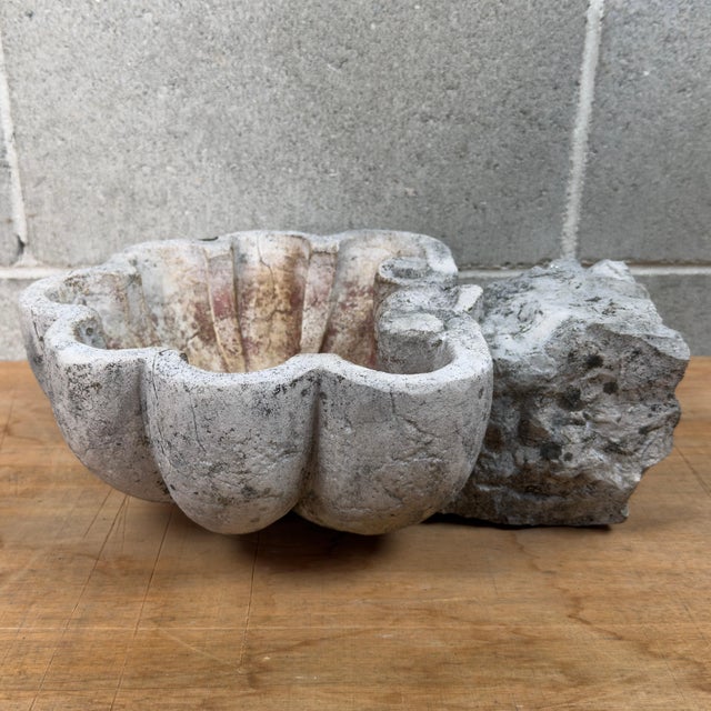 Antique Holy Water Stoup in Carved Stone For Sale - Image 4 of 11