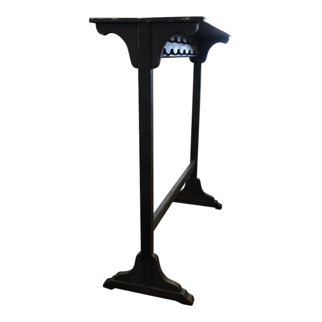 Vintage Black Wooden Schoolhouse Coat Rack For Sale