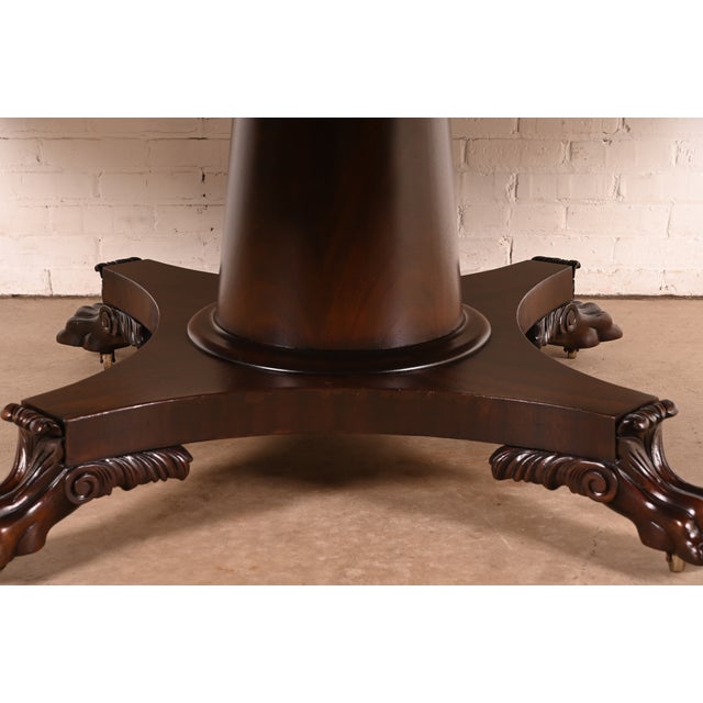 R. J. Horner Style Antique Victorian Mahogany Pedestal Extension Dining Table With Lion Paw Feet, Newly Refinished For Sale - Image 11 of 14