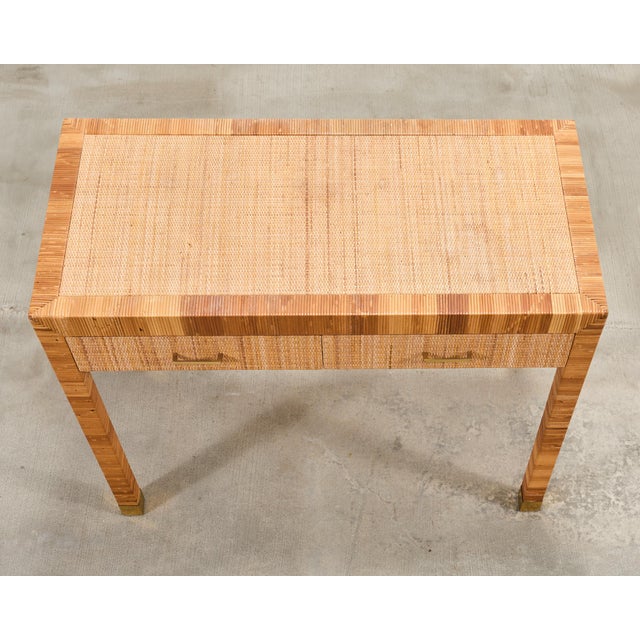 Bielecky Brothers Billy Baldwin for Bielecky Brothers Rattan Cane Writing Desk For Sale - Image 4 of 18