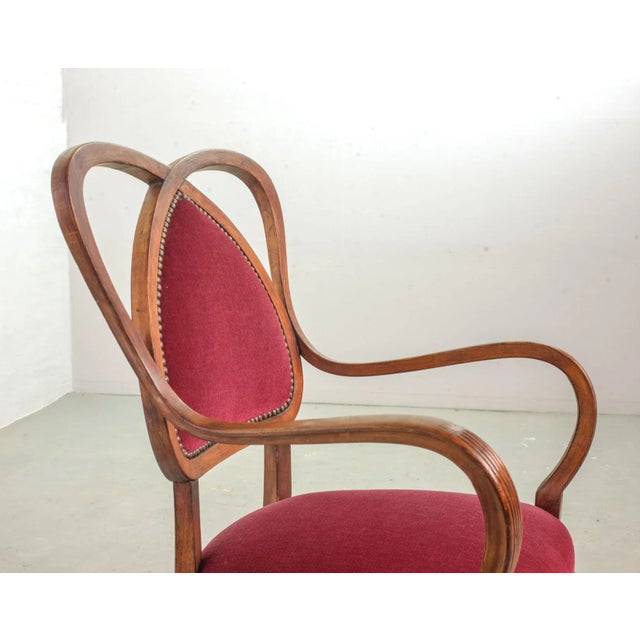 Set of Mid-Century French Red Velvet Armchairs, 1950s For Sale - Image 13 of 14