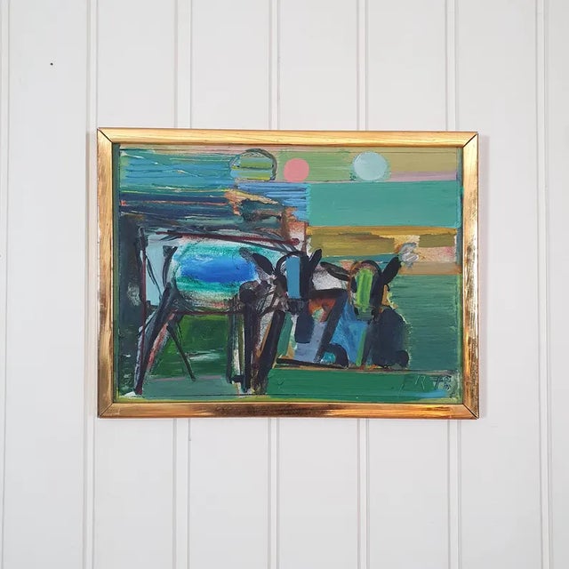 1978 Mid-Century Swedish Modernist Oil Painting by Fredrik Rohde For Sale - Image 9 of 18