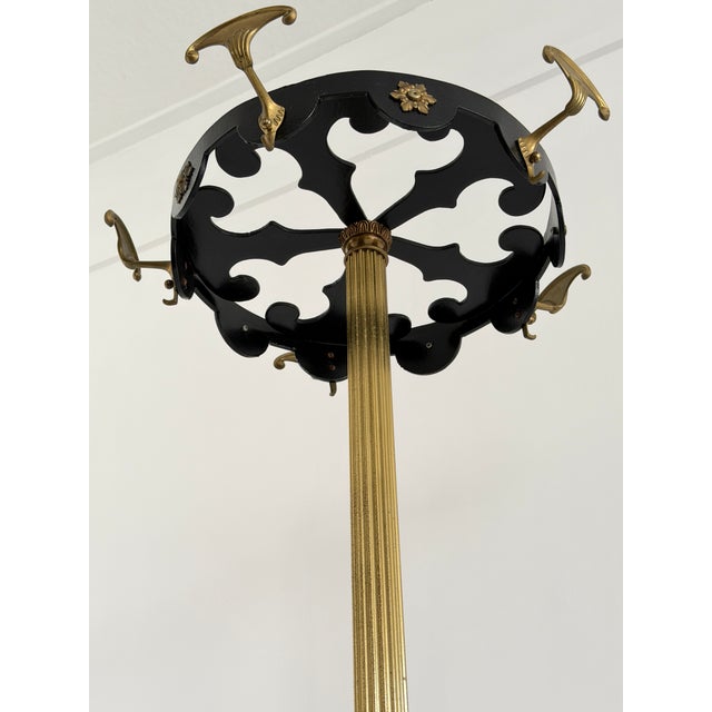 Vintage Italian Brass and Black Lacquer Coat Rack, 1950s For Sale - Image 9 of 18